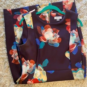Calvin Klein floral purple sheath dress size 12